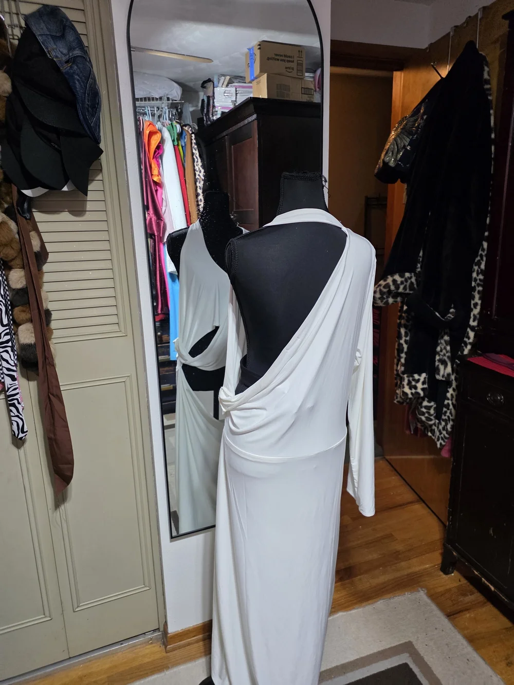 PrettyLittleThing White One-Shoulder Draped Maxi Dress